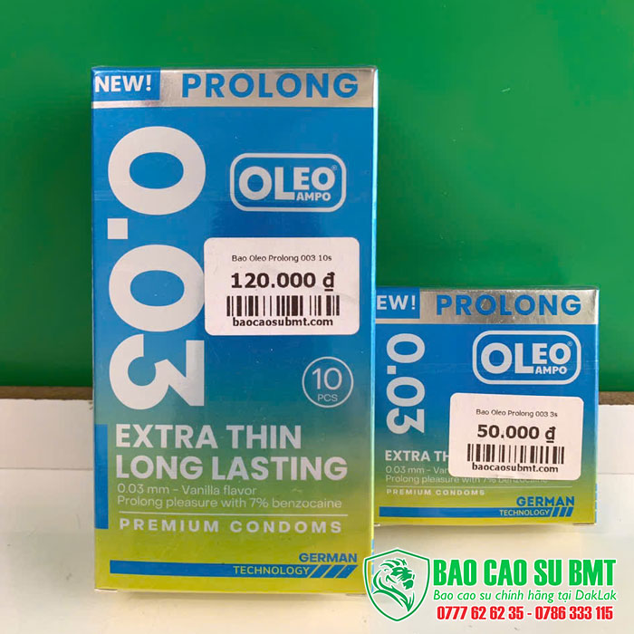 Bao cao su OLEO Prolong 0.03 – Siêu mỏng, 7% benzocaine kéo dài | Mua tại Buôn Ma Thuột – Đắk Lắk 1 - Bao cao su BMT - Buôn Ma Thuột - Đắk Lắk Bao cao su OLEO Prolong 0.03 tại Bao cao su BMT – Buôn Ma Thuột – Đắk Lắk.