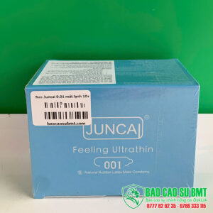 Bao cao su Juncai 001 – Siêu mỏng 0.01mm, gân mịn + gel bạc hà mát | 52mm | Hộp 10 | BMT – Đắk Lắk