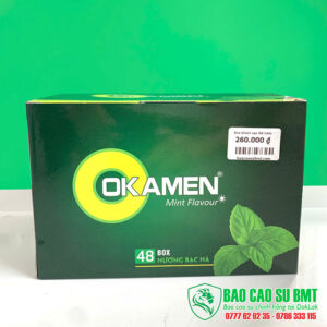 Bao cao su OKAMEN bạc hà – Hộp 144 cái - Trơn, size 52mm, hương bạc hà mát lạnh | BMT – Đắk Lắk