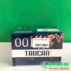Bao cao su TAUCAN 0.01 – siêu mỏng có gai , size 52mm & 10% benzocaine hỗ trợ kéo dài cuộc vui